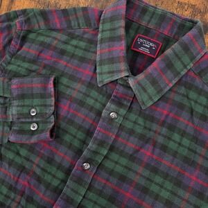 UNTUCKit Moncayo Flannel Button Up Long Sleeve Green Red Blue Tartan Plaid Large